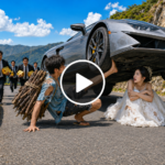 ชายหนุ่มช่วยเจ้าสาวที่ติดอยู่ใต้รถสปอร์ตหรู