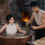 ซูจงตื่นขึ้นในบ่อสมุนไพร ขณะที่เจียงหลีใช้เข็มเงินและสมุนไพรรักษาพิษเย็นในร่างของเธอ