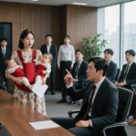 แม่เลี้ยงเดี่ยวอุ้มลูกแฝดบุกเข้าไปในห้องประชุมบริษัท